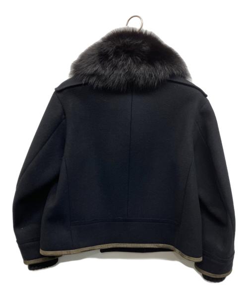 DRAWER（ドゥロワー）DRAWER (ドゥロワー) ウールメルトン ファーカラーブルゾン ブラック サイズ:38の古着・服飾アイテム