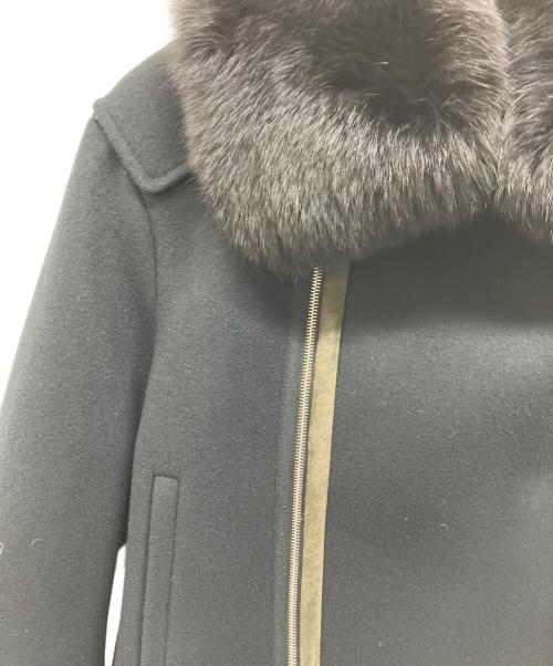 DRAWER（ドゥロワー）DRAWER (ドゥロワー) ウールメルトン ファーカラーブルゾン ブラック サイズ:38の古着・服飾アイテム