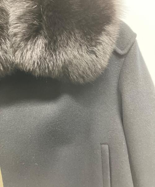 DRAWER（ドゥロワー）DRAWER (ドゥロワー) ウールメルトン ファーカラーブルゾン ブラック サイズ:38の古着・服飾アイテム