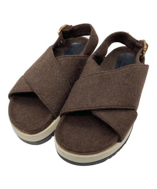 MARNI（マルニ）MARNI (マルニ) フェルトクロスサンダル ブラウン サイズ:38の古着・服飾アイテム