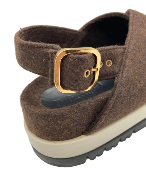 MARNI（マルニ）MARNI (マルニ) フェルトクロスサンダル ブラウン サイズ:38の古着・服飾アイテム