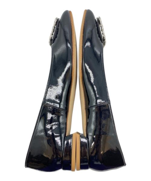 DIANA（ダイアナ）DIANA (ダイアナ) ビジューバックルスクエアトゥフラットパンプス ブラック サイズ:24.5の古着・服飾アイテム