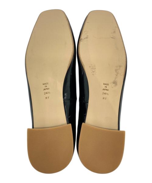 DIANA（ダイアナ）DIANA (ダイアナ) ビジューバックルスクエアトゥフラットパンプス ブラック サイズ:24.5の古着・服飾アイテム