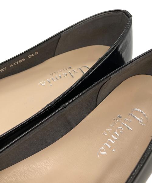 DIANA（ダイアナ）DIANA (ダイアナ) ビジューバックルスクエアトゥフラットパンプス ブラック サイズ:24.5の古着・服飾アイテム