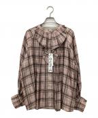 LOUNIEルーニー）の古着「フリルチェックシャツ」｜ベージュ