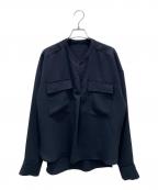 Nobleノーブル）の古着「ワークディテールドレープシャツ」｜ネイビー