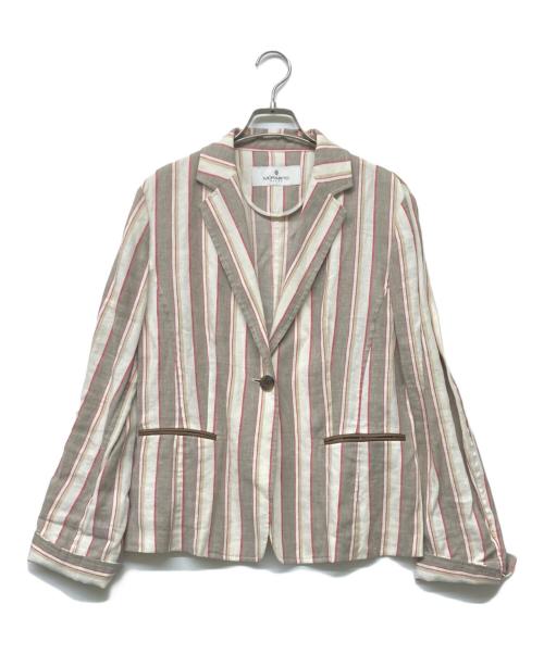 MORABITO（モラビト）MORABITO (モラビト) リネン混ストライプジャケット ベージュ サイズ:40の古着・服飾アイテム