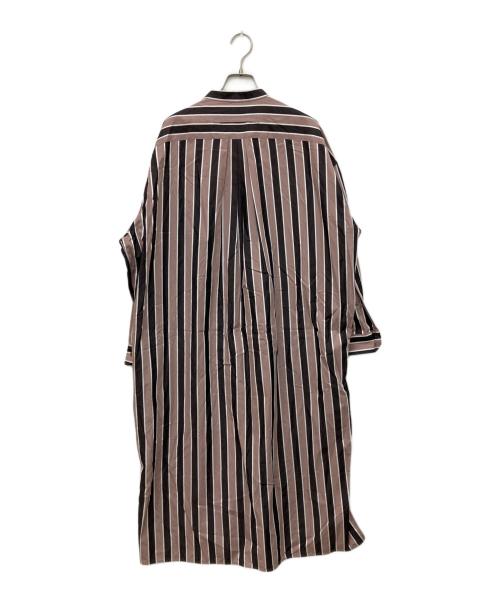 ticca（ティッカ）TICCA (ティッカ) ノーカラースクエアビッグロングシャツ ピンクマルチストライプ サイズ:Freeの古着・服飾アイテム