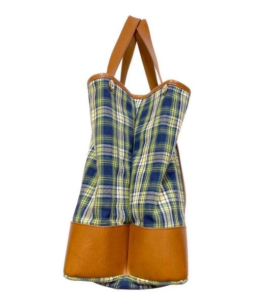WINE LABEL for SHIPS（ワインレーベル フォーシップス）WINE LABEL for SHIPS (ワインレーベル フォーシップス) TARTANCHECK ECO BAG TOTE ネイビーの古着・服飾アイテム