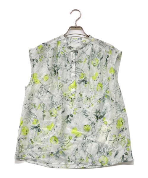 TOMORROW LAND collection（トゥモローランドコレクション）TOMORROW LAND collection (トゥモローランドコレクション) アップルフラワープリント ショルダーギャザーブラウス ライトグリーン サイズ:36 未使用品の古着・服飾アイテム