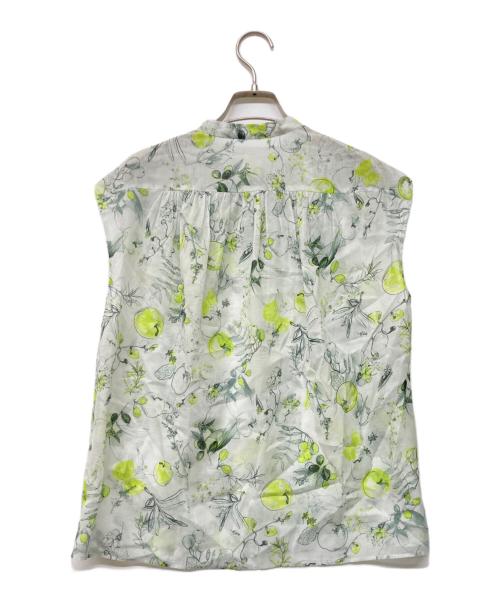 TOMORROW LAND collection（トゥモローランドコレクション）TOMORROW LAND collection (トゥモローランドコレクション) アップルフラワープリント ショルダーギャザーブラウス ライトグリーン サイズ:36 未使用品の古着・服飾アイテム