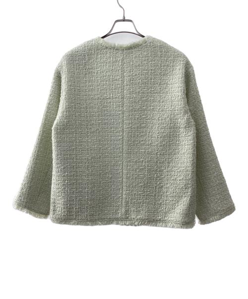 ARPEGE STORY（アルページュストーリー）ARPEGE STORY (アルページュストーリー) ノーカラーツイードジャケット グリーン サイズ:2の古着・服飾アイテム