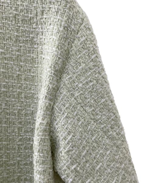 ARPEGE STORY（アルページュストーリー）ARPEGE STORY (アルページュストーリー) ノーカラーツイードジャケット グリーン サイズ:2の古着・服飾アイテム