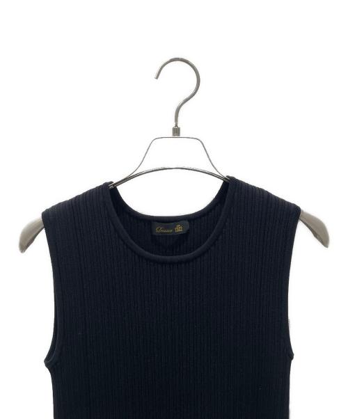 DRAWER（ドゥロワー）DRAWER (ドゥロワー) SPRING 14G リブフレア ニットワンピース ブラック サイズ:FREEの古着・服飾アイテム