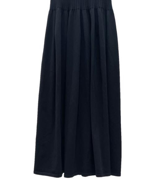 DRAWER（ドゥロワー）DRAWER (ドゥロワー) SPRING 14G リブフレア ニットワンピース ブラック サイズ:FREEの古着・服飾アイテム