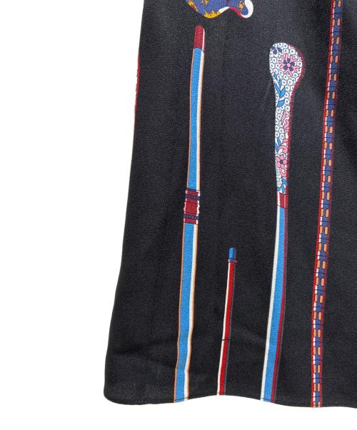 HERMES（エルメス）HERMES (エルメス) シルクプリーツスカート ブラック サイズ:34の古着・服飾アイテム