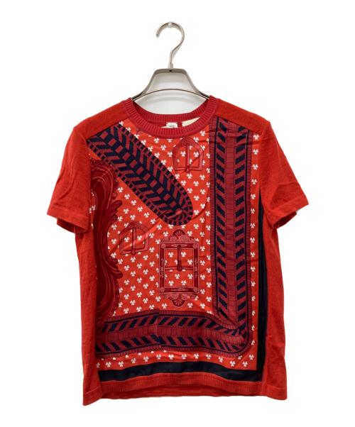 HERMES（エルメス）HERMES (エルメス) シルクカシミヤ半袖ニット レッド サイズ:36の古着・服飾アイテム