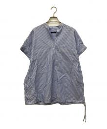 JOURNAL STANDARD（ジャーナルスタンダード）の古着「ハードマンズリネンコットンフレンチスリーブスキッパーシャツ」｜ブルー×ホワイト