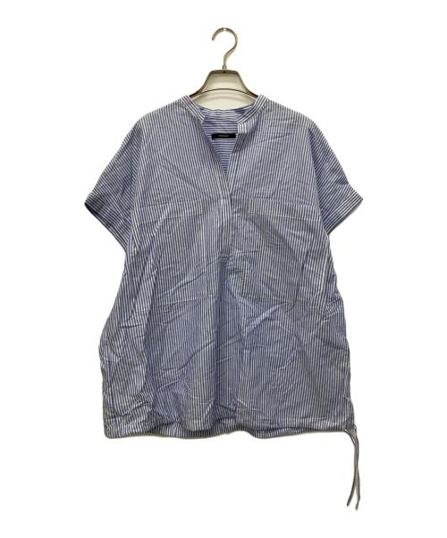 JOURNAL STANDARD（ジャーナルスタンダード）JOURNAL STANDARD (ジャーナルスタンダード) ハードマンズリネンコットンフレンチスリーブスキッパーシャツ ブルー×ホワイト サイズ:Freeの古着・服飾アイテム