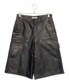 WALES BONNERウェールズボナー）の古着「LEATHER RIDER IVY SHORTS」｜ブラック