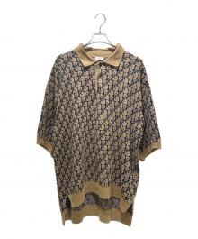 Dior（ディオール）の古着「オブリーク コットン×シルク 半袖ニットポロ」｜ブラウン