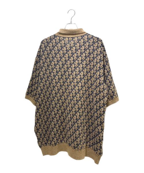 Dior（ディオール）Dior (ディオール) オブリーク コットン×シルク 半袖ニットポロ ブラウン サイズ:Lの古着・服飾アイテム