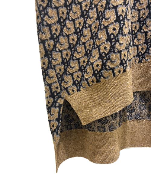 Dior（ディオール）Dior (ディオール) オブリーク コットン×シルク 半袖ニットポロ ブラウン サイズ:Lの古着・服飾アイテム