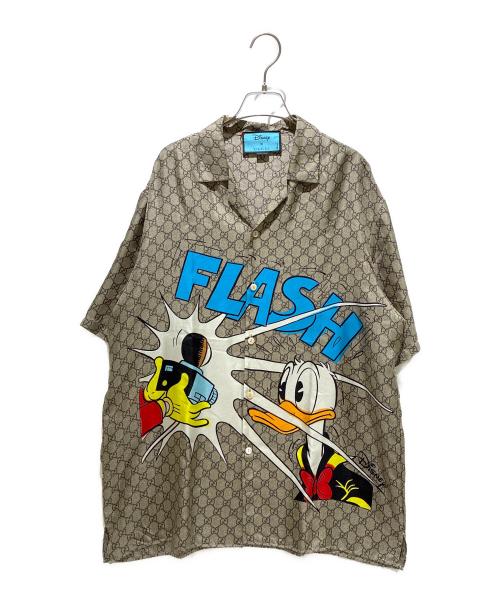 GUCCI（グッチ）GUCCI (グッチ) DISNEY (ディズニー) Flash Print Silk Short Sleeve Shirt グレー サイズ:48の古着・服飾アイテム