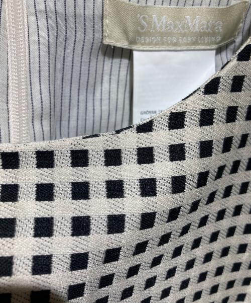 'S Max Mara（エスマックスマーラ）'S Max Mara (エスマックスマーラ) ノースリーブワンピース ブラック×ベージュ サイズ:46の古着・服飾アイテム