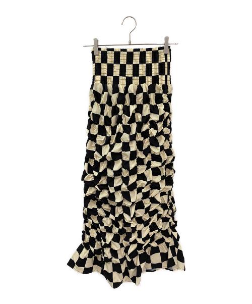 MAISON SPECIAL（メゾンスペシャル）MAISON SPECIAL (メゾンスペシャル) シャーリングチェックスカート ブラック×イエロー サイズ:Freeの古着・服飾アイテム