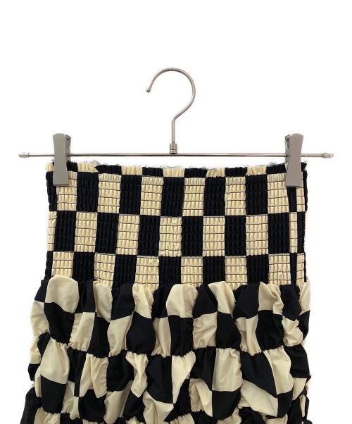 MAISON SPECIAL（メゾンスペシャル）MAISON SPECIAL (メゾンスペシャル) シャーリングチェックスカート ブラック×イエロー サイズ:Freeの古着・服飾アイテム