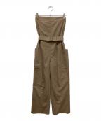 LE CIEL BLEUルシェルブルー）の古着「Belted Safari Jumpsuit　 ベルト付 ジャンプスーツ」｜ブラウン