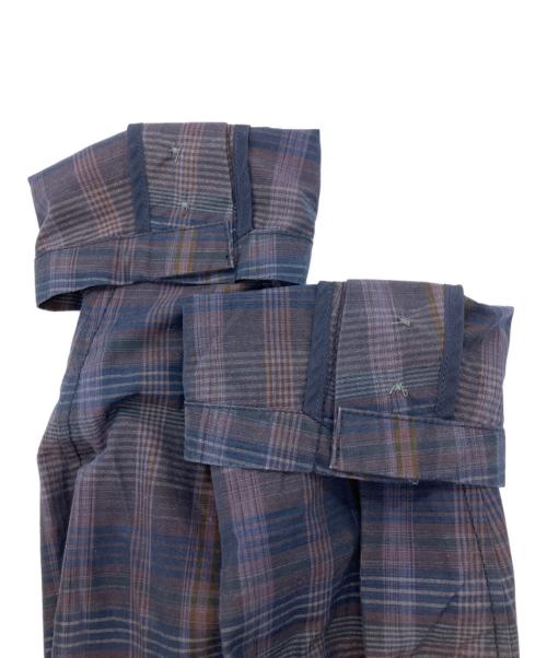 BEAMS PLUS（ビームスプラス）BEAMS PLUS (ビームスプラス) 4ボタン イカット チェック ダブルブレステッド ジャケット ネイビー×ブラウン サイズ:Ｍの古着・服飾アイテム