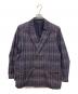 BEAMS PLUS（ビームスプラス）の古着「4ボタン イカット チェック ダブルブレステッド ジャケット」｜ネイビー×ブラウン