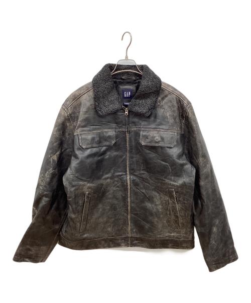 GAP（ギャップ）GAP (ギャップ) オールドボアレザージャケット ブラック サイズ:Lの古着・服飾アイテム