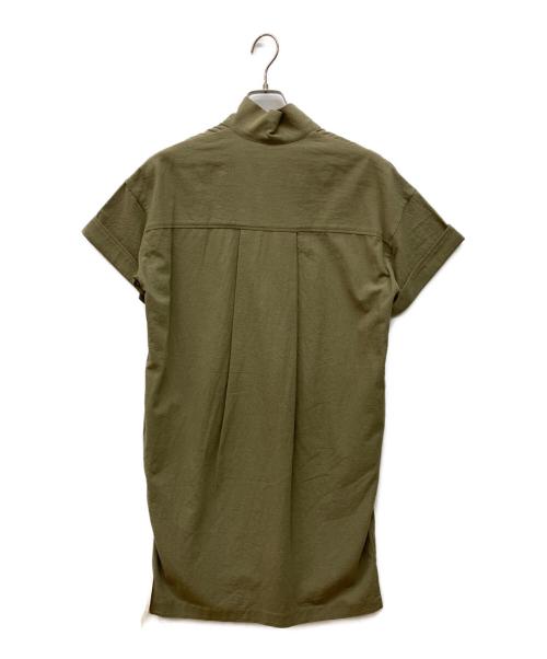 pinue（ピヌエ）pinue (ピヌエ) コットンスタンドカラーシャツワンピース オリーブ サイズ:Freeの古着・服飾アイテム