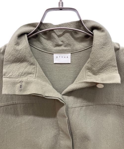 pinue（ピヌエ）pinue (ピヌエ) コットンスタンドカラーシャツワンピース オリーブ サイズ:Freeの古着・服飾アイテム