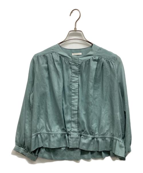 AMACA（アマカ）AMACA (アマカ) セルメタルオーガンジー ノーカラージャケット グリーン サイズ:40の古着・服飾アイテム