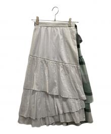 BLUE LABEL CRESTBRIDGE（ブルーレーベルクレストブリッジ）の古着「コンビティアードスカート」｜グレー