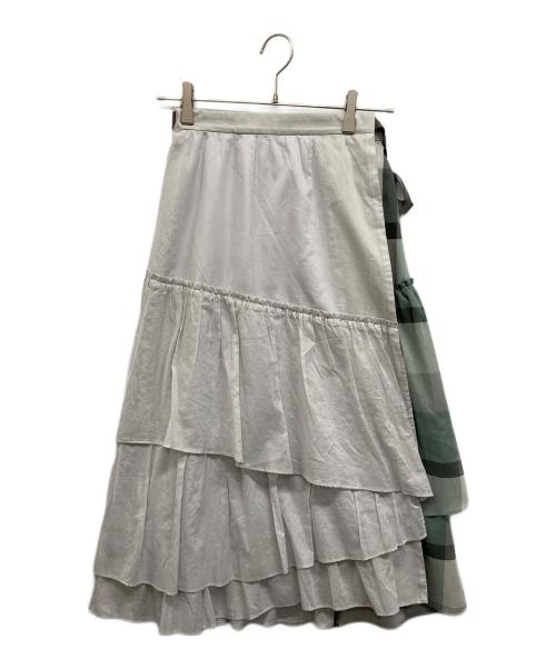 BLUE LABEL CRESTBRIDGE（ブルーレーベルクレストブリッジ）BLUE LABEL CRESTBRIDGE (ブルーレーベルクレストブリッジ) コンビティアードスカート グレー サイズ:36の古着・服飾アイテム
