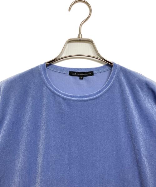 23区（ニジュウサンク）23区 (ニジュウサンク) シアーベロア リラックス Tシャツ ブルー サイズ:38の古着・服飾アイテム