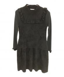 Rene（ルネ）の古着「フリルニットワンピース」｜ブラック