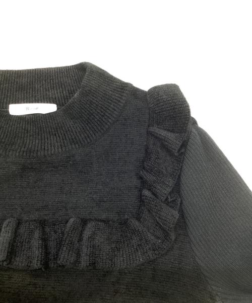 Rene（ルネ）Rene (ルネ) フリルニットワンピース ブラック サイズ:36の古着・服飾アイテム
