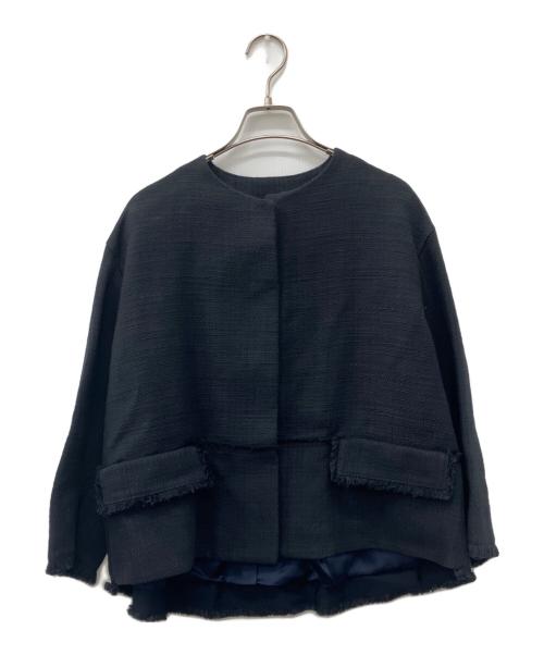 DRAWER（ドゥロワー）DRAWER (ドゥロワー) ツイードジャケット ネイビー サイズ:38の古着・服飾アイテム