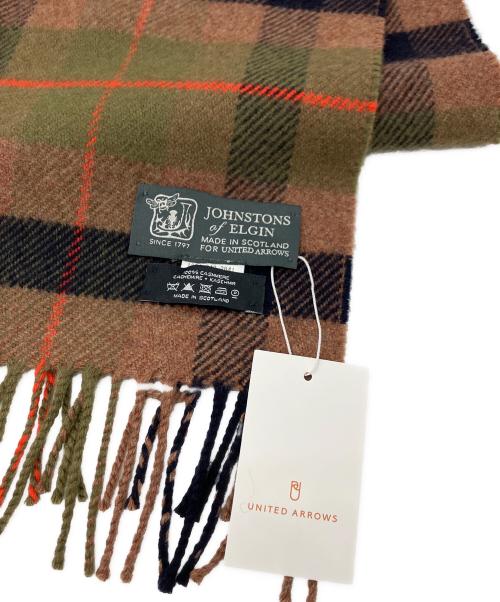 JOHNSTONS OF ELGIN（ジョンストンズオブエルガン）JOHNSTONS OF ELGIN (ジョンストンズオブエルガン) UNITED ARROWS (ユナイテッドアローズ) カシミヤマフラー ブラウン 未使用品の古着・服飾アイテム