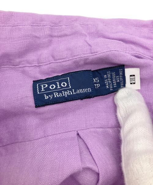POLO RALPH LAUREN（ポロ・ラルフローレン）POLO RALPH LAUREN (ポロ・ラルフローレン) ワイドクロップドリネンシャツ パープル サイズ:XSの古着・服飾アイテム