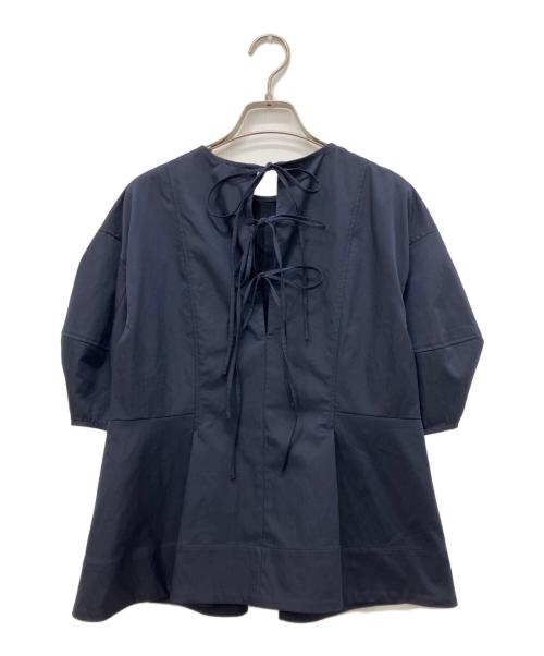LANVIN en Bleu（ランバンオンブルー）LANVIN en Bleu (ランバンオンブルー) バックリボンブラウス ネイビー サイズ:38の古着・服飾アイテム