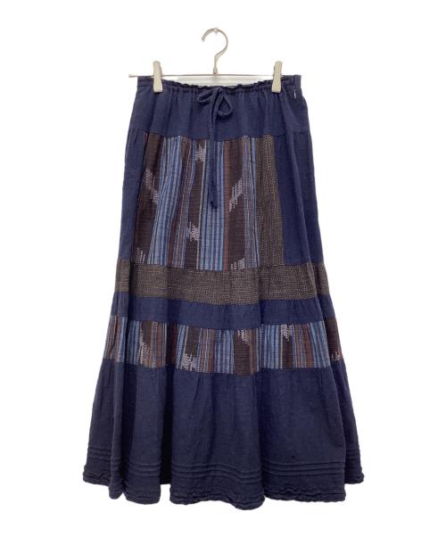 儀右衛門（ギエモン）儀右衛門 (ギエモン) パッチワークスカート ネイビー サイズ:Freeの古着・服飾アイテム