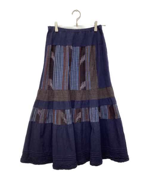 儀右衛門（ギエモン）儀右衛門 (ギエモン) パッチワークスカート ネイビー サイズ:Freeの古着・服飾アイテム