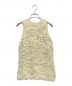 anuansアニュアンス）の古着「ファーライクノースリーブニットトップス」｜アイボリー